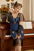 Load image into Gallery viewer, Royal Blue Plus Size 1920s Gatsby Dress with 20s Acessories Set
