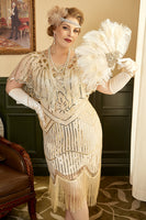 Load image into Gallery viewer, Apricot Plus Size 1920s Gatsby Dress with 20s Acessories Set