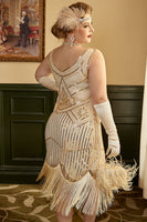 Load image into Gallery viewer, Apricot Plus Size 1920s Gatsby Dress with 20s Acessories Set