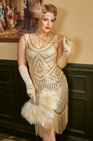 Load image into Gallery viewer, Apricot Plus Size 1920s Gatsby Dress with 20s Acessories Set