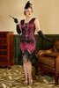Load image into Gallery viewer, Fuchsia Sequins 1920s Plus Size Dress with 20s Accessories Set