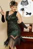 Load image into Gallery viewer, Dark Green Sequined 1920s Plus Size Flapper Dress with 20s Accessories Set