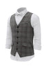Load image into Gallery viewer, Grey Plaid Men&#39;s Vest with 5 Pieces Accessories Set
