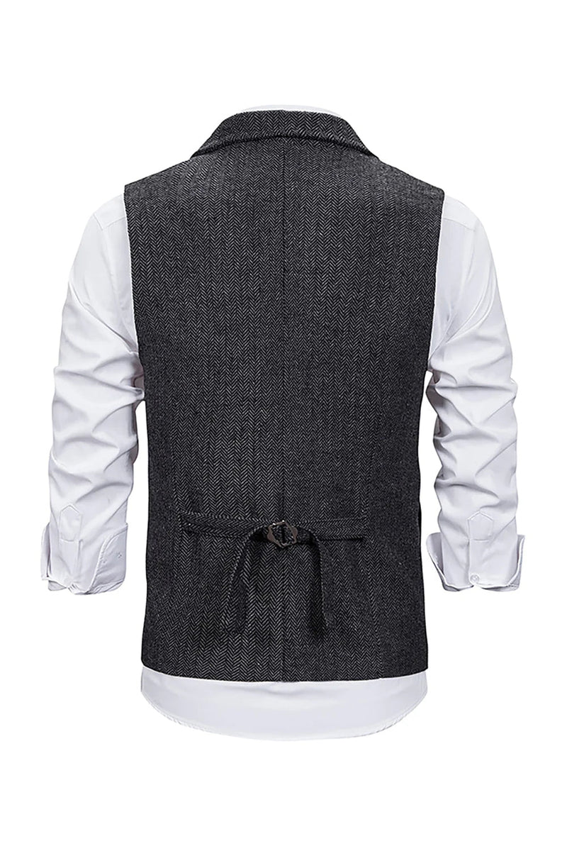 Load image into Gallery viewer, Dark Grey Notched Lapel Men&#39;s Vest with 5 Pieces Accessories Set