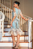 Load image into Gallery viewer, Green Fringed Sequined Gatsby Dress with Accessories Set