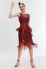 Load image into Gallery viewer, Fringes Red Sparkly 1920s Dress with Accessories Set