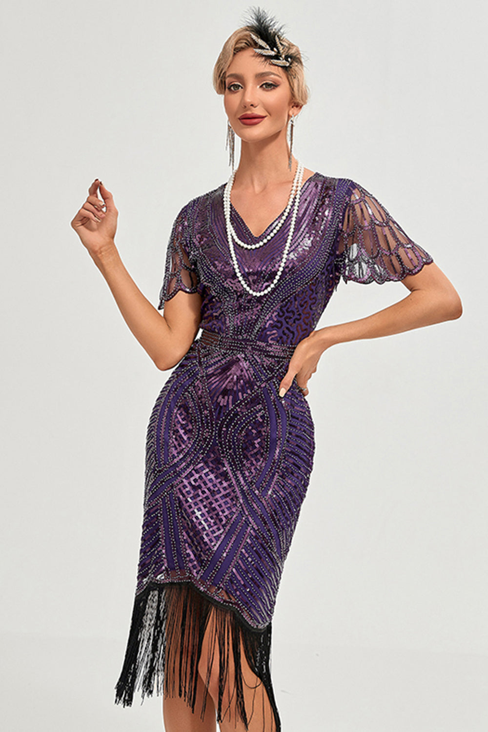 purple flapper dress Roaring 20s 1920 Purple Flapper Dress Women's Costume