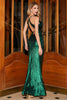 Load image into Gallery viewer, Sparkly Dark Green Spaghetti Straps Long Prom Dress With Accessory