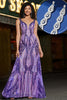 Load image into Gallery viewer, Dark Purple Sparkly Mermaid V Neck Open Back Sequins Long Prom Dress with Accessories Set