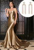 Load image into Gallery viewer, Mermaid Golden Spaghetti Straps Prom Dress with Accessory