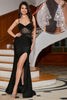 Load image into Gallery viewer, Black Corset Spaghetti Straps Long Prom Dress with Accessory