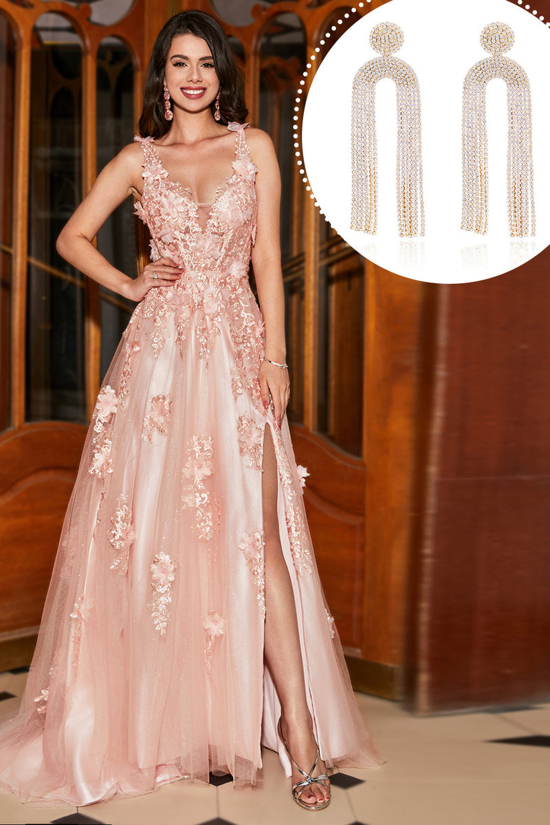 Load image into Gallery viewer, Blush Appliques A Line Spaghetti Straps Prom Dress with Accessory