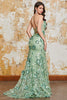Load image into Gallery viewer, Mermaid Spaghetti Straps Appliques Corset Prom Dress with Accessory