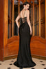 Load image into Gallery viewer, Black Black Corset Mermaid Spaghetti Straps Long Prom Dress with Accessory