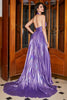 Load image into Gallery viewer, Sparkly Halter Pleated Purple Prom Dress with Accessory