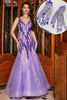 Load image into Gallery viewer, Sparkly Purple Mermaid Long Prom Dress with Accessory