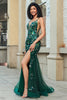 Load image into Gallery viewer, Sparkly Dark Green Mermaid Long Prom Dress with Accessory