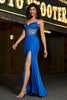 Load image into Gallery viewer, Beading Royal Blue Mermaid Glitter Corset Prom Dress with Accessory