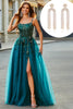 Load image into Gallery viewer, Gorgeous A Line Dark Green Appliques Long Prom Dress with Accessory