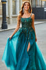 Load image into Gallery viewer, Gorgeous A Line Dark Green Appliques Long Prom Dress with Accessory