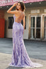 Load image into Gallery viewer, Beading Lilac Sparkly Mermaid Long Prom Dress with Accessory