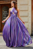 Load image into Gallery viewer, Stunning A Line Halter Neck Purple Long Prom Dress with Accessory