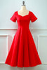 Load image into Gallery viewer, Square Collar Retro Red 1950&#39;s Dress