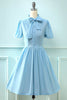 Load image into Gallery viewer, Blue Vintage 1950s Dress with Bowknot