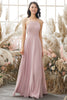 Load image into Gallery viewer, Dusty Pink Chiffon Bridesmaid Dress
