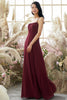 Load image into Gallery viewer, Burgundy Backless Chiffon Bridesmaid Dress