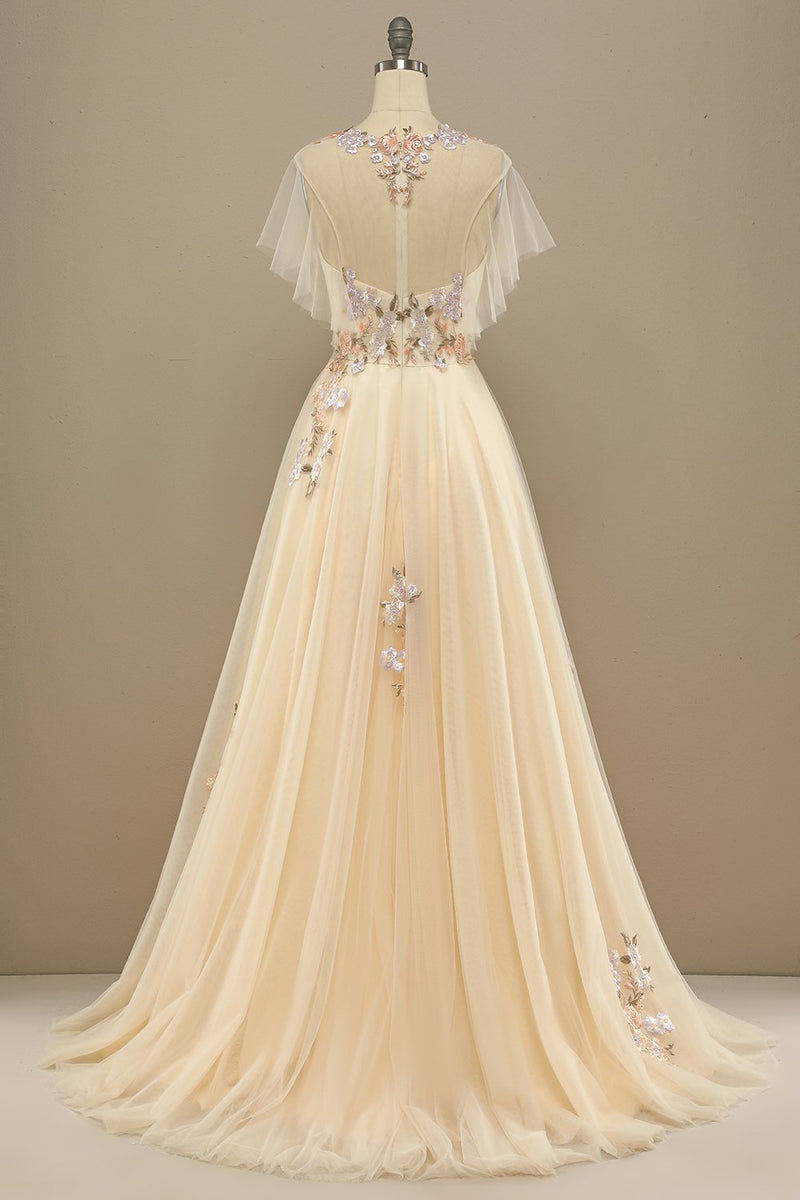 Load image into Gallery viewer, Yellow Long Prom Dress With Appliques
