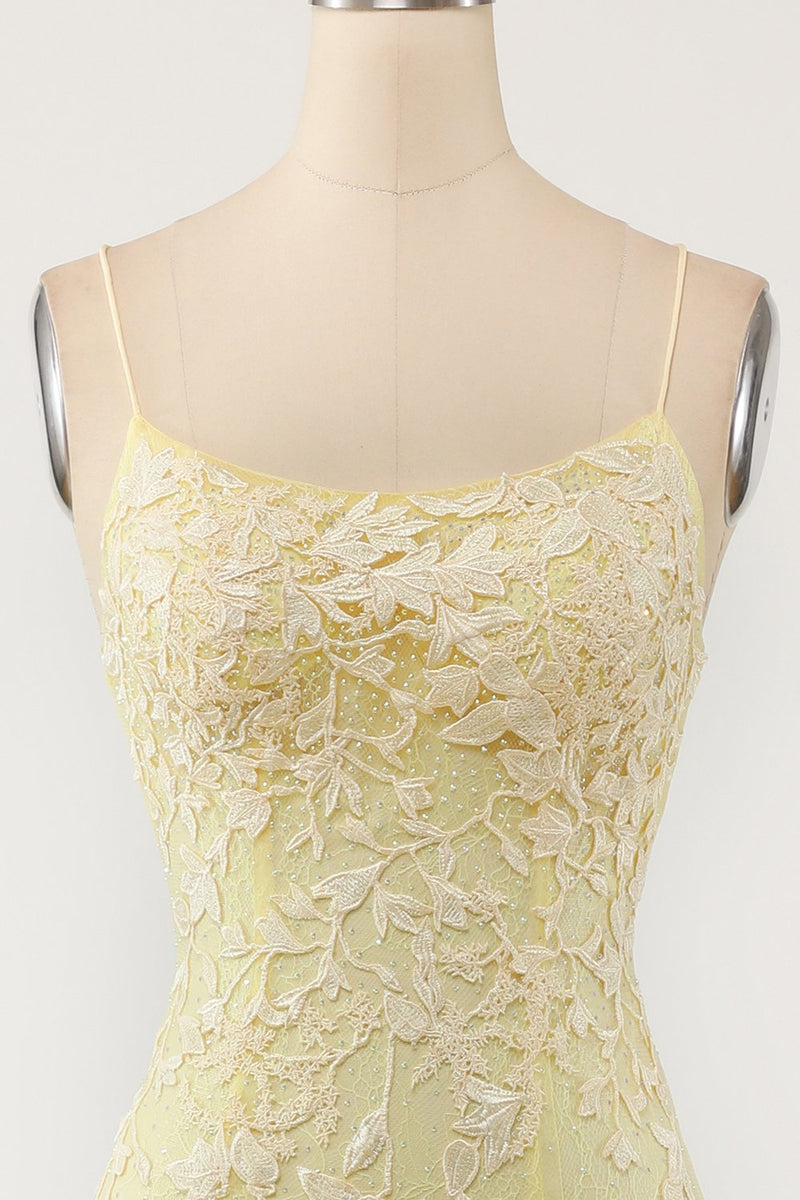 Load image into Gallery viewer, Yellow Mermaid Long Prom Dress with Appliques