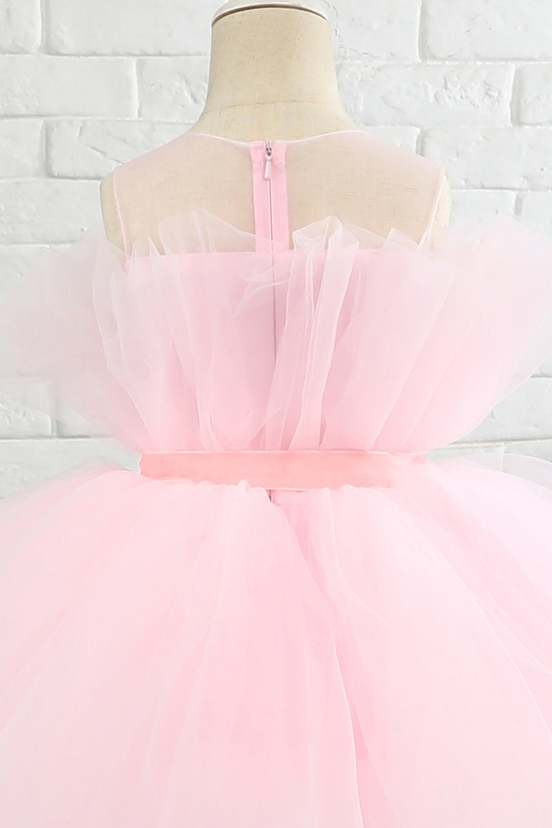 Load image into Gallery viewer, Pink High Low Flower Girl Dress