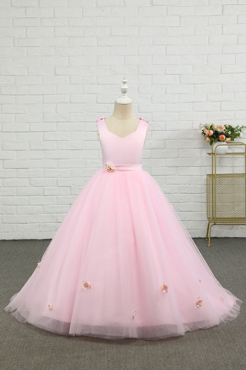 Load image into Gallery viewer, Pink Floor Length Flower Girl Dress