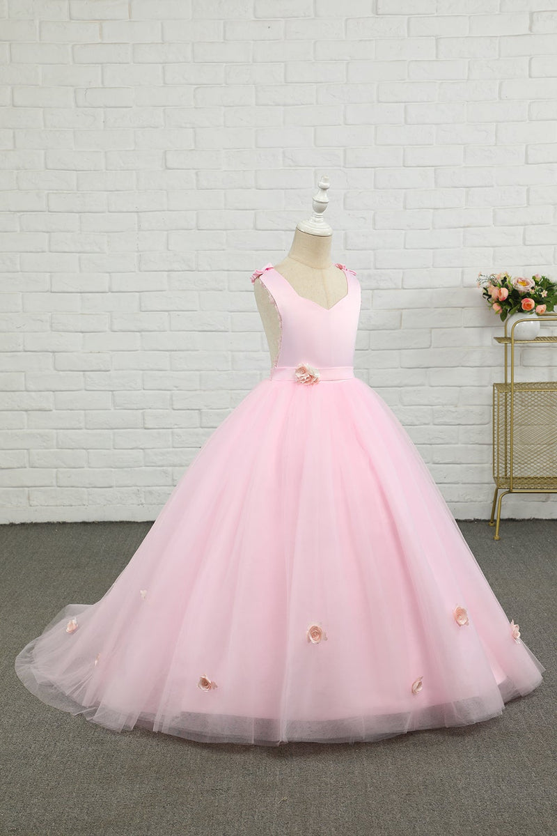Load image into Gallery viewer, Pink Floor Length Flower Girl Dress