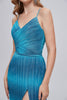 Load image into Gallery viewer, Ombre Blue Spaghetti Straps Ruched Formal Dress with Slit