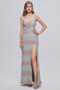 Load image into Gallery viewer, Ombre Blue Spaghetti Straps Ruched Formal Dress with Slit