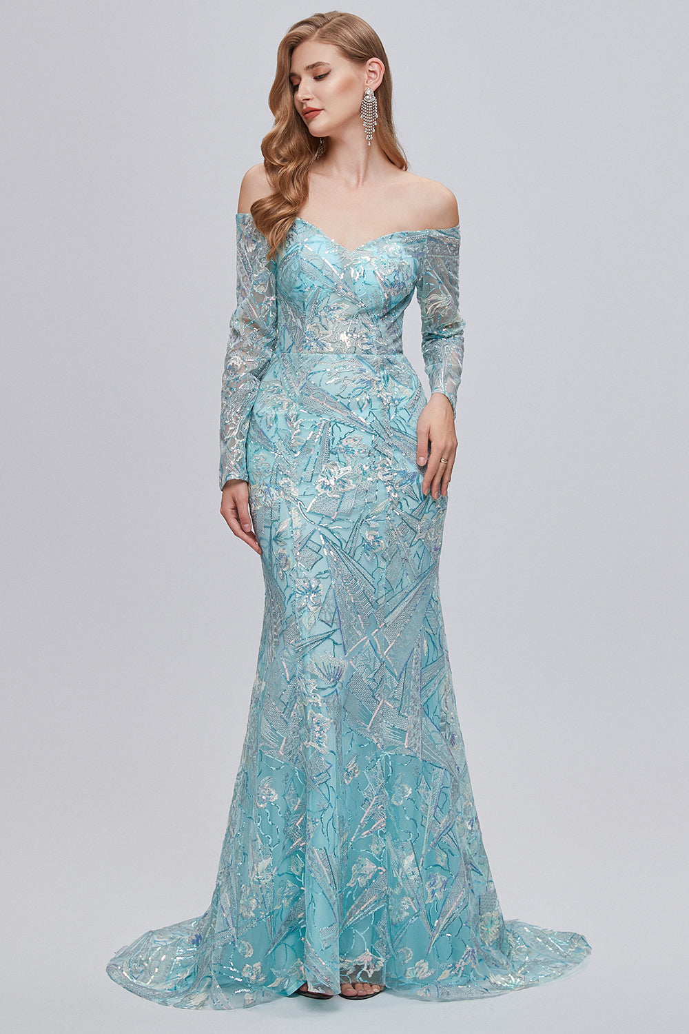 Sparkly Embroidery Mermaid Long Prom Dress