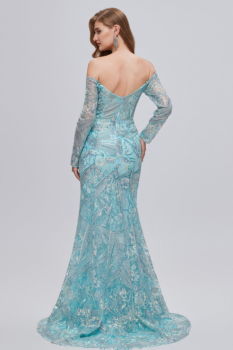 Load image into Gallery viewer, Sparkly Embroidery Mermaid Long Prom Dress