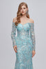 Load image into Gallery viewer, Sparkly Embroidery Mermaid Long Prom Dress