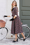 Vintage Black Plaid Midi Swing Dress