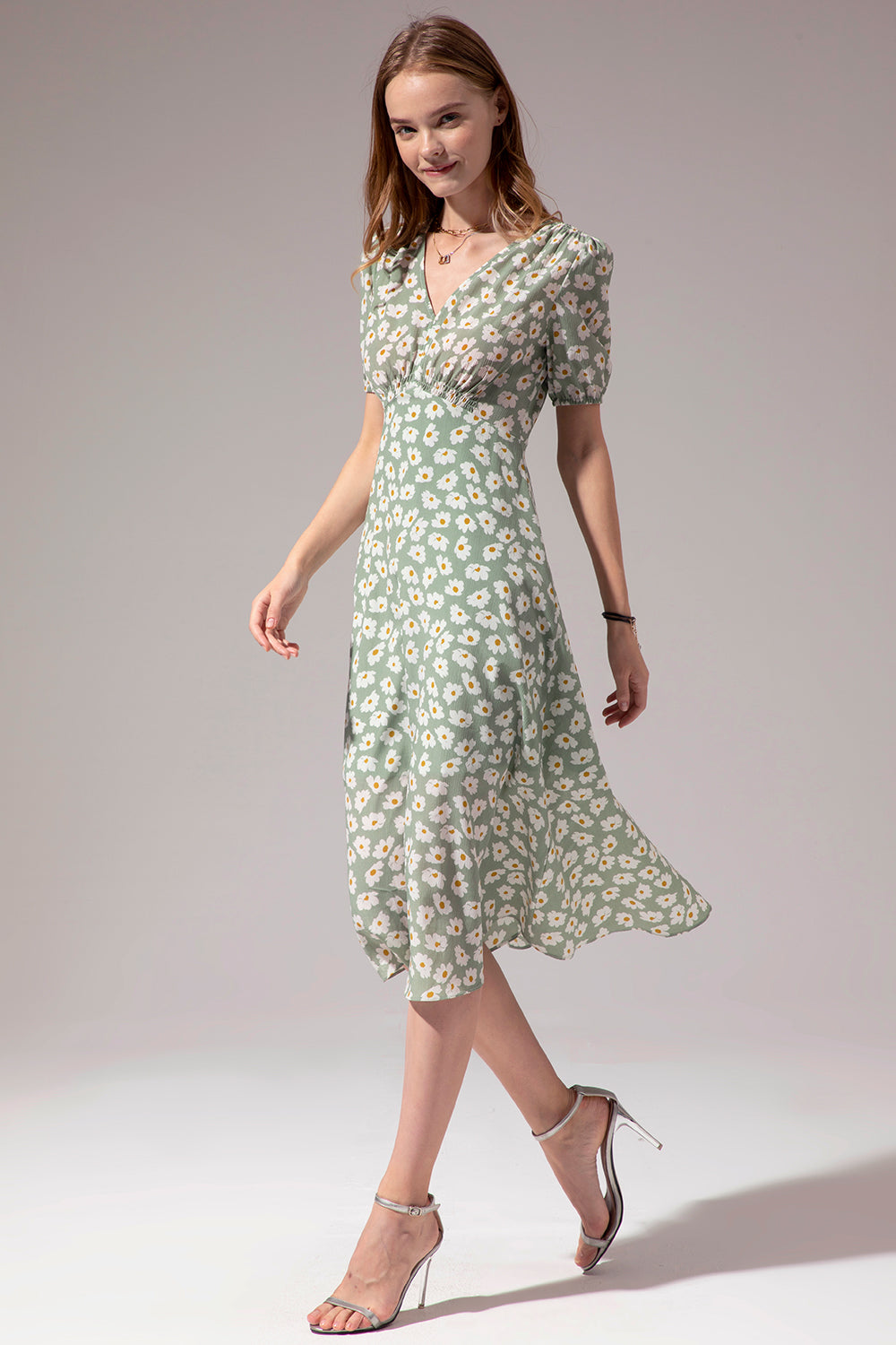 1950s Green Print Dress
