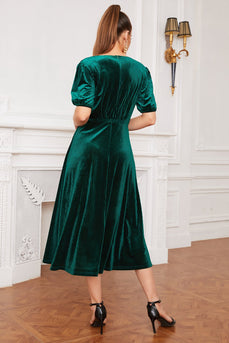Green Velvet Party Dress