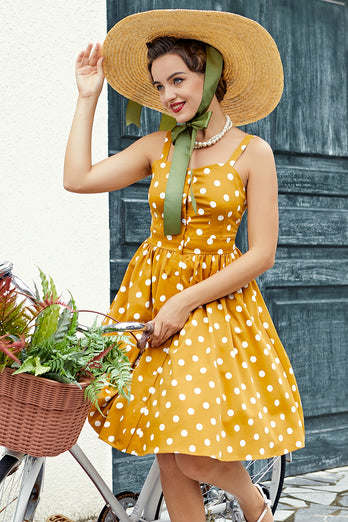 Yellow Polka Dots Vintage Dress