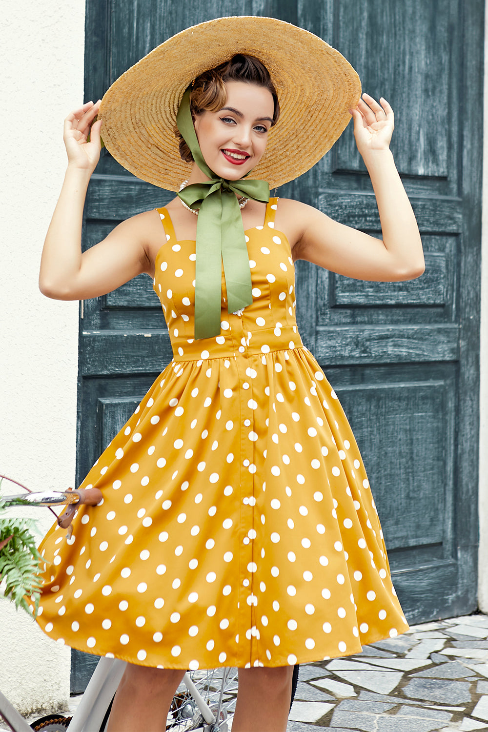 Yellow Polka Dots Vintage Dress