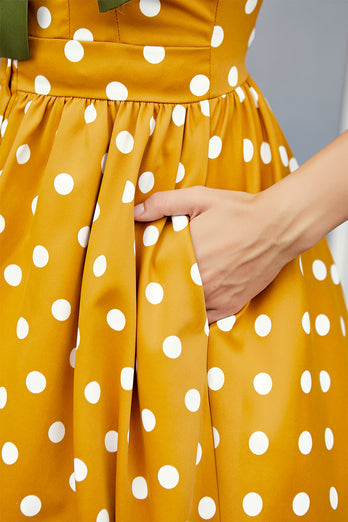 Yellow Polka Dots Vintage Dress