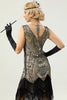 Load image into Gallery viewer, Ivory V Neck Sequin Fringe Flapper Dress