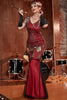 Load image into Gallery viewer, Burgundy Long 1920s Sequins Flapper Formal Dress