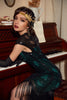 Load image into Gallery viewer, Black&amp;Green Sequins 1920s Dress with Tassel