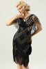 Load image into Gallery viewer, Black and Gold Sequin 1920s Cape